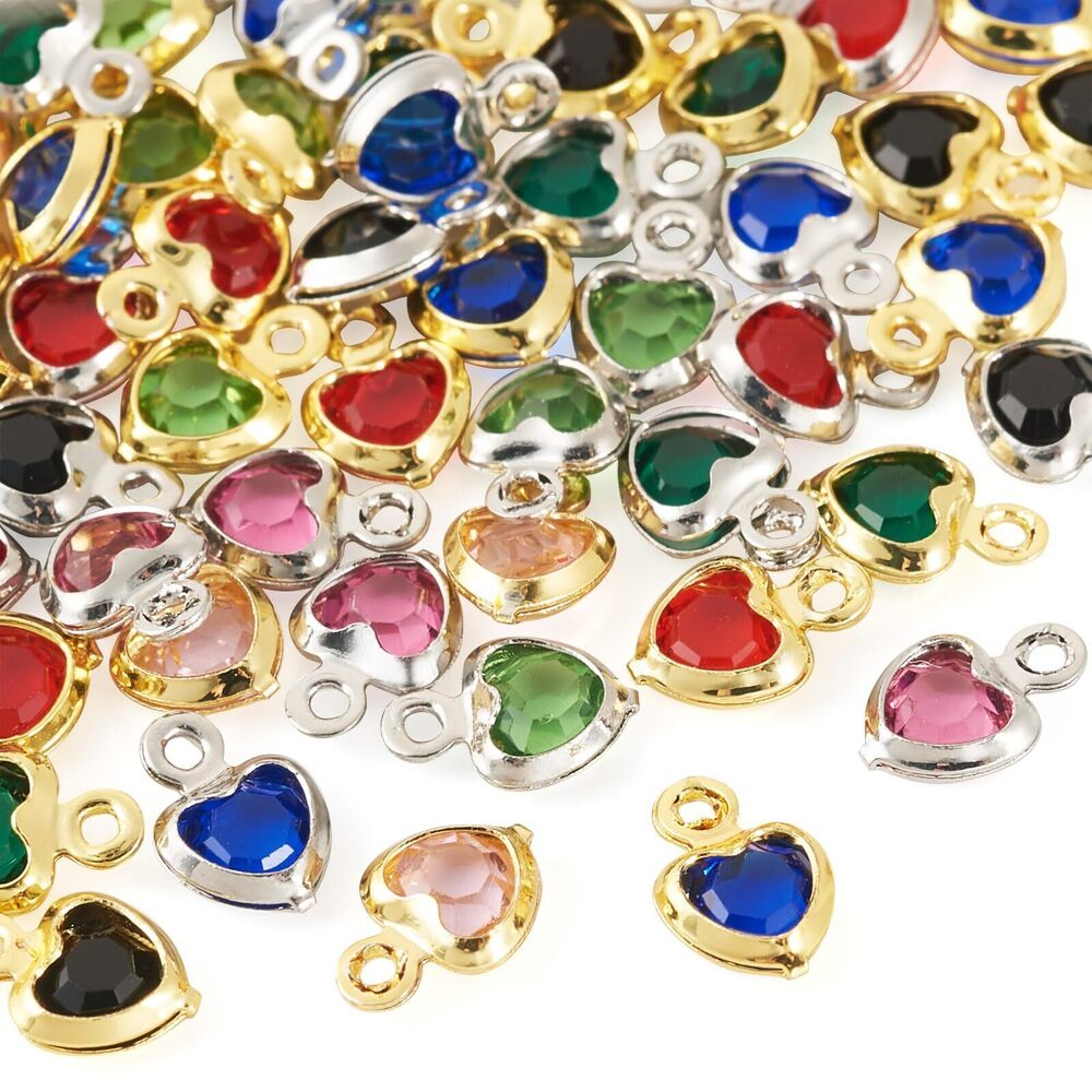 2420 72pcs Heart Pendants Small Faceted Glass Charms Heart Earring Charms